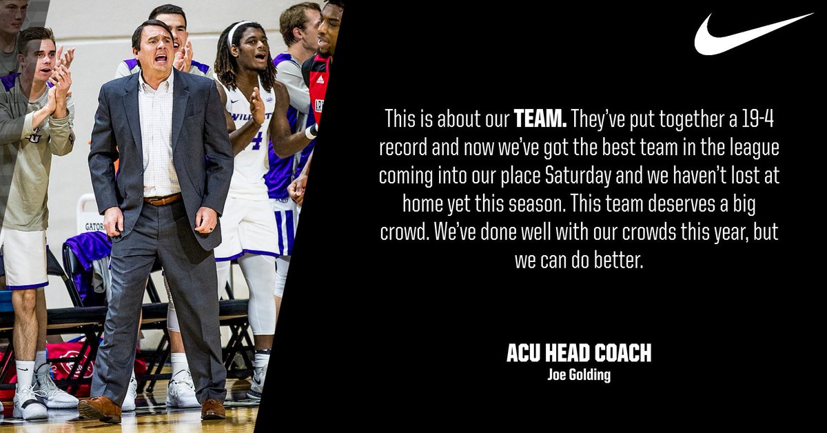 OK <a href="/ACUedu/">Abilene Christian University</a> and <a href="/ACUSports/">ACU Sports</a> fans, head coach @CoachGoldingACU has put out the call for everyone to be at Moody Saturday at 6 pm when the Wildcats host Sam Houston State. Top 2 teams in the <a href="/SouthlandSports/">Southland Conference</a> going head-to-head. Don't miss it! #GoWildcats