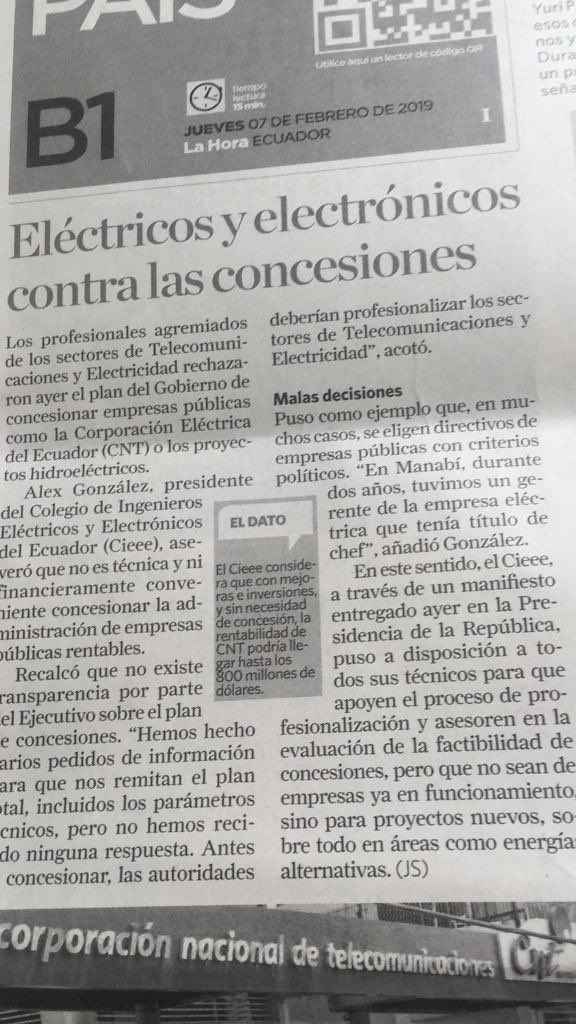 EcuSinConcesion's tweet photo. @lahoraecuador en su edición del #7febrero se refiere a la NO CONCESIÓN @Lenin @jotalloretv @jeffersonperezq @SaquipayN @EstebanBernalB @MarceloHCabrera @PaulCarrascoC @ChechiAlvarado https://t.co/RDVaoJi7k4