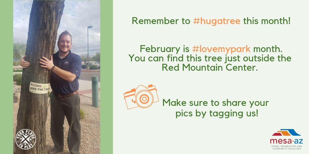 RedMtnCenter's tweet photo. Show our trees a little ❤️during #lovemypark month and #hugatree! 🌳
More info 👉 https://t.co/vqqfzxPxuS  

Tag us! @RedMtnCenter &amp; @MesaThingsToDo https://t.co/jjxxCBHYOd