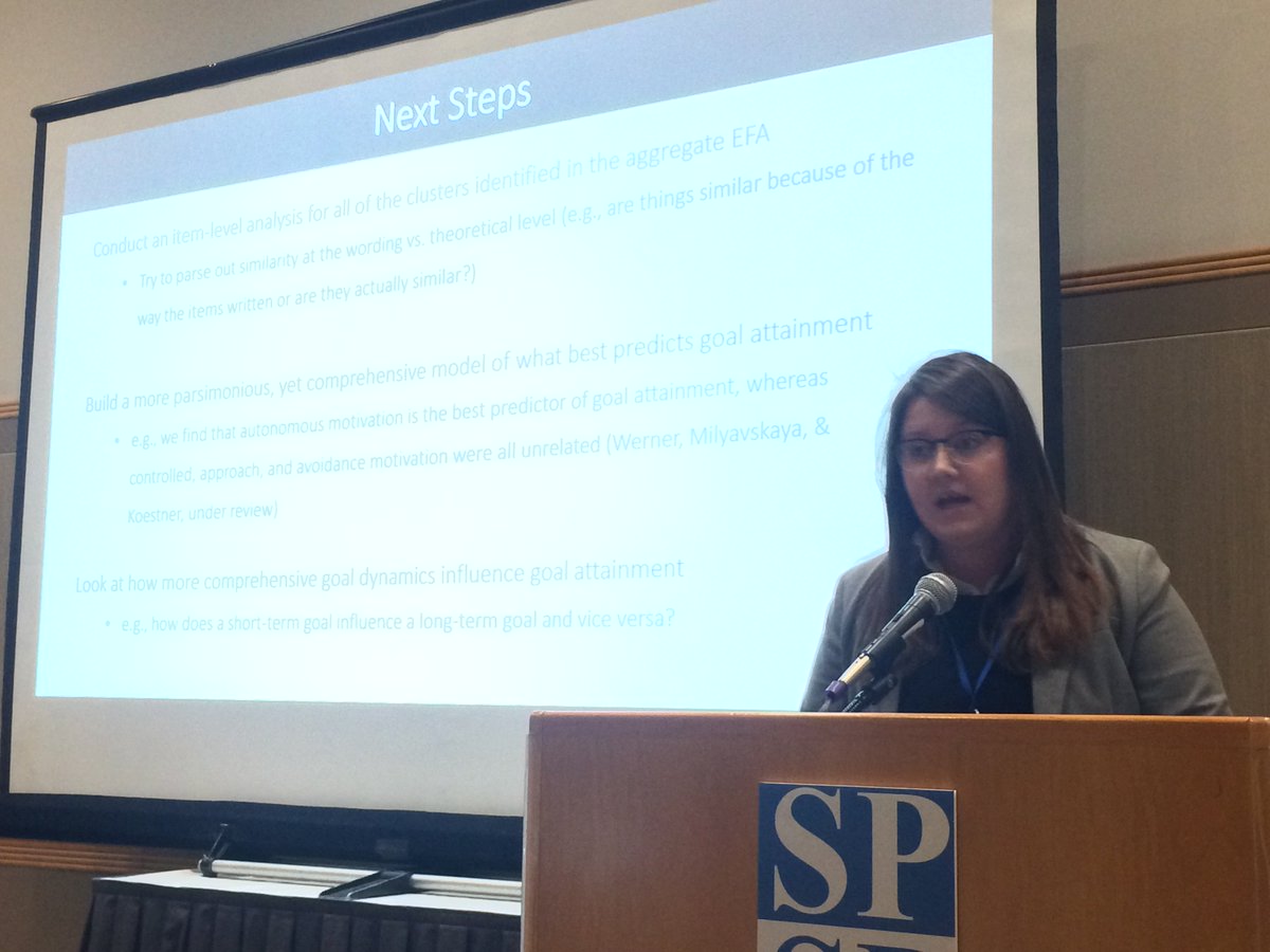 The_SSM's tweet image. Kaitlyn Werner (@kaitlynmwerner), &quot;Integrating theories of goal pursuit&quot; #MotivationScience #DataBlitz #SPSP2019