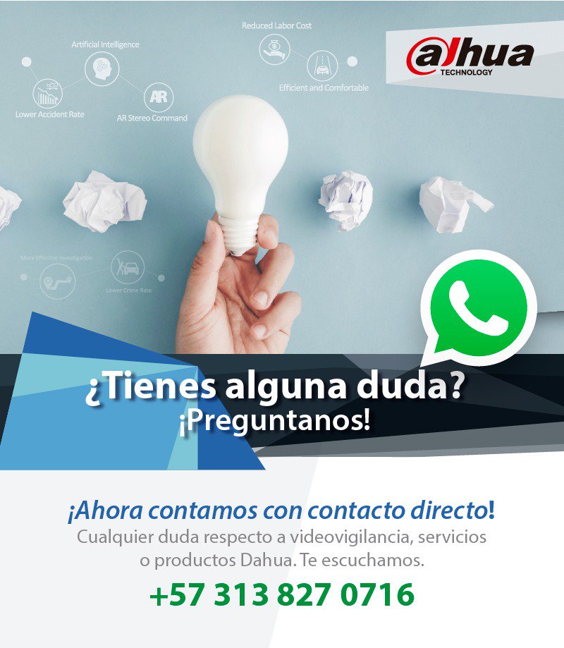 En Dahua Technology queremos estrechar lazos con nuestros integradores y clientes, por ello a partir del día de hoy podrás contactarnos a través de Whatsapp para cualquier duda de nuestros productos y soluciones, ¡te queremos escuchar!