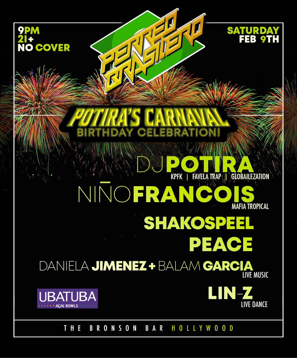 Nino_Francois's tweet photo. Baile Funk x Reggaeton vibes this Saturday in Hollywood 🔉🔉🔉

Celebrando el cumpleaños con la mera mera @djpotira 

@BronsonBarLA free all night! https://t.co/RMLFhCgrv8