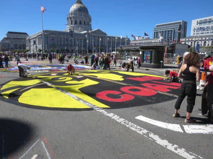 350's tweet photo. Never underestimate the power of creativity. 
Last year thousands of people came together to paint the world's largest street mural. Each group’s design is a response to the ? “What is one solution to climate chaos in your community?" Watch and learn more: https://t.co/jyTGc4hSx1 https://t.co/WQlopL4Vb3