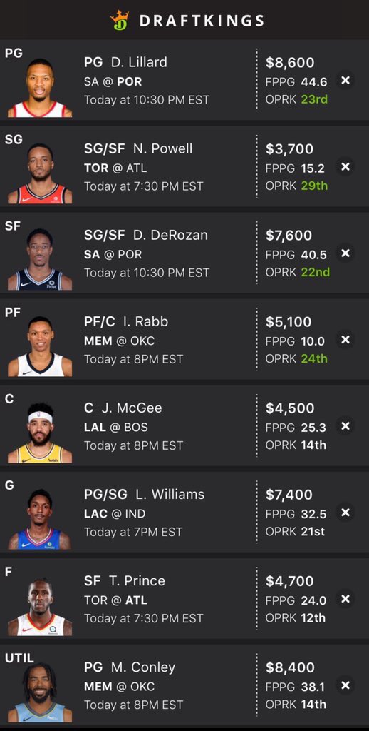 MoneyTimeDFS's tweet photo. NBA for tonight! Let’s get back on track on a crazy trade deadline day!🤑 #nba #dfs #nbadfs #fanduel #draftkings #fd #dk #fanduelnba #draftkingsnba #dknba #fdnba #dfslines https://t.co/VrtwzInMQk