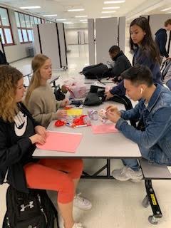 NHS members met after school today to bring some cheer to the residents of Somerford Place, a senior living facility near Long Reach! They will be dropping off the cards and some candy and bracelets on Valentine’s Day!