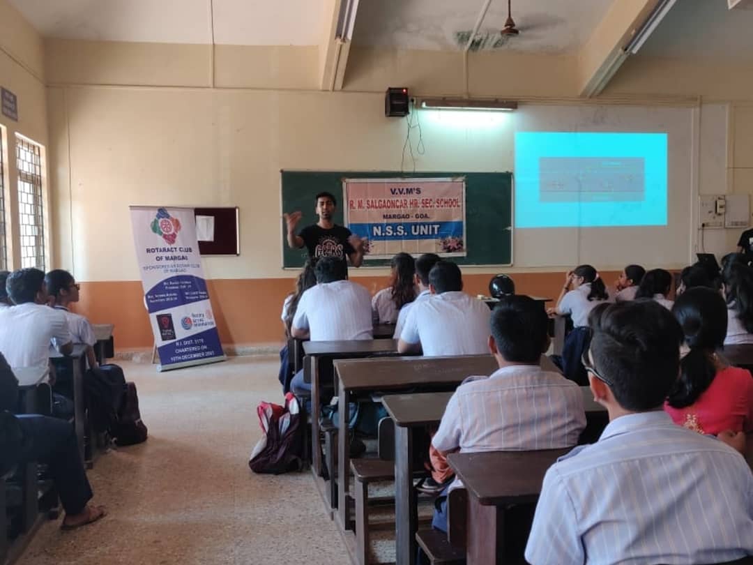 RacMargao's tweet photo. The RAC_Margao in collaboration with RAC_Mapusa &amp; GEARS organised an interactive session regarding "Road safety and Aweearnes about traffic Rules" at VVM's R.M. Salgaocar Higher Secondary Schools, Margao. 
#rotaractmargao #rotaract #rotaractdistrict3170 #squad3170 #thinkimpact https://t.co/Oen5GycqKI