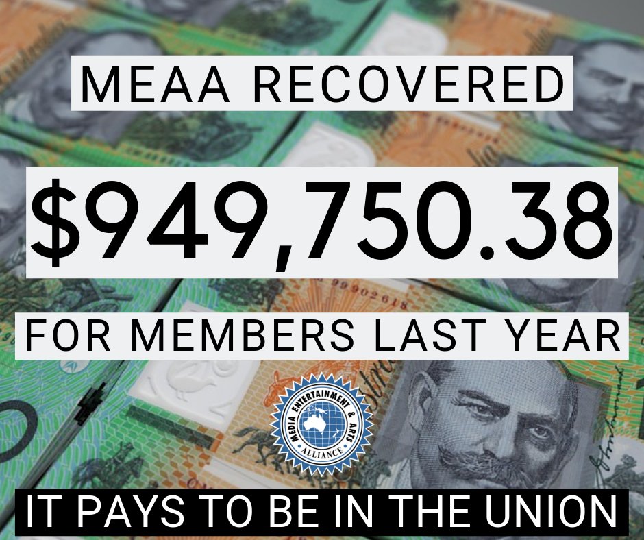 MEAA recovered about $950,000 for members, including from underpayment of wages and contract disputes, in 2018.
Don't wait until it's too late.
Join today to ensure you're being paid what you're entitled to: meaa.org/join
