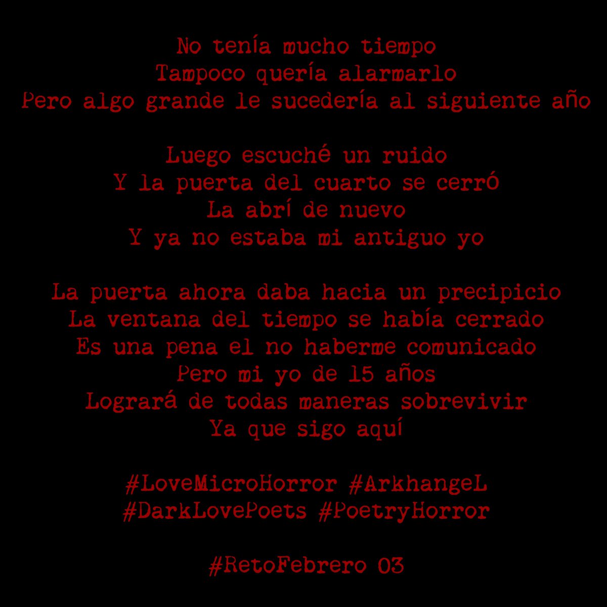 ArkhangeL's tweet photo. 1993 @AlponiA 

#RetoFebrero3
#LoveMicroHorror #ArkhangeL #DarkLovePoets #PoetryHorror
#RetoFebrero 03 https://t.co/gJ2CvUnenT