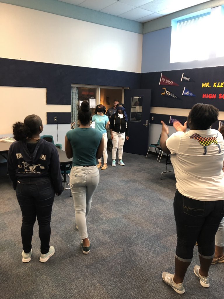 MsNFisher18's tweet photo. Today the Women’s Mentor Group practice Trust wirh a great activity! One was blindfolded while her group guided her to a prize! So proud of the girls starting to open up to each other @LeeSuccessAcad https://t.co/ncEX4NYKWd