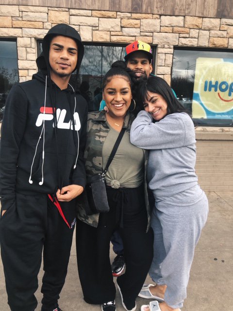 Barbara smiling with her loved ones after being released from prison