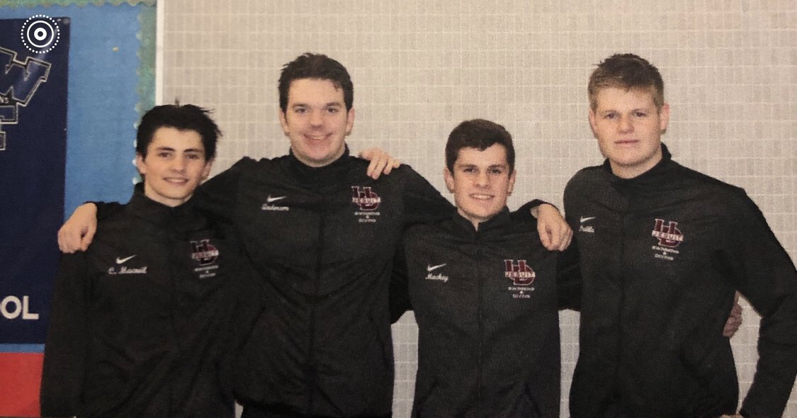 UDJswim_dive's tweet photo. Senior night done right!! Thank you to everyone who came out to support our team tonight! Special thanks to @UDJStudentSect for the support! #AMDG

Seniors (From left to right):Calum MacNeil, Ryan Anderson, Joey Mackey, Tyler Padilla https://t.co/Dr3oKoMycx
