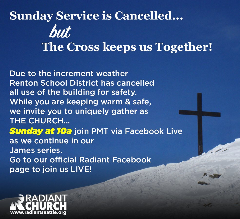 radiantseattle's tweet photo. Sunday service may be cancelled this week, but we can still gather together... - https://t.co/8IRHktAtdS https://t.co/1a5XJ7Jmd4