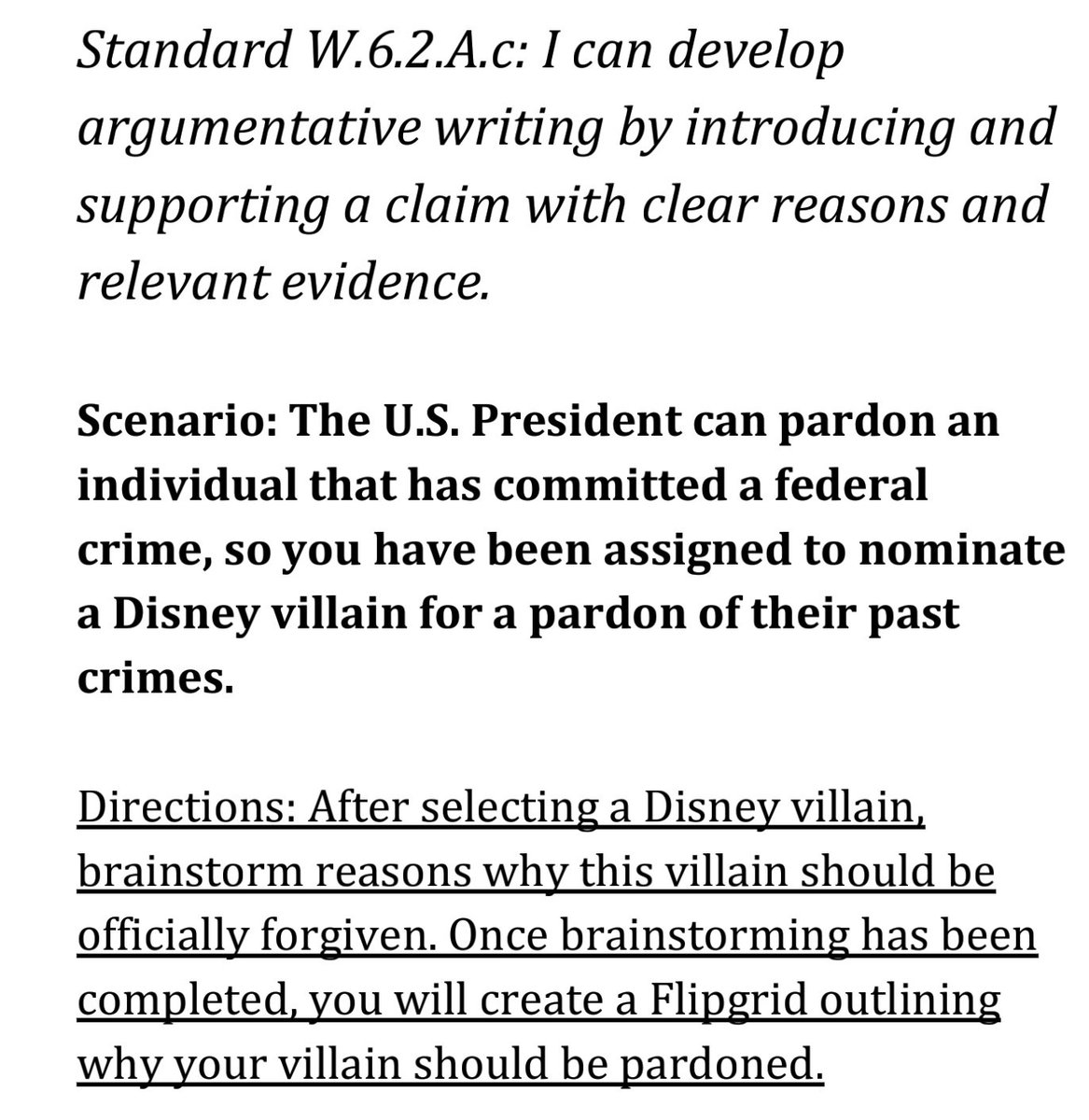 While in teams, CW kids selected a Disney villain to nominate for a presidential pardon. Thoughtful conversations developed and made me rethink my view on Gaston, Yzma, and Maleficent. @Flipgrid videos were superb. Who will be pardoned? <a href="/BernardMiddle/">Bernard Middle MSD</a> #CreateMeThis #msdsteam