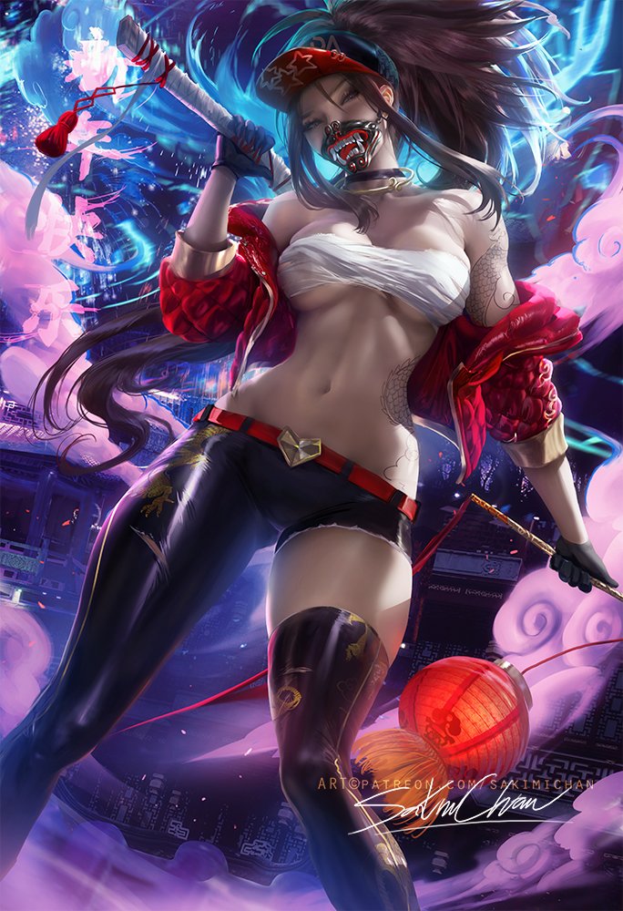 SakimiChanArt's tweet photo. My take on lunar new years variation for KDA Akali <3 though she'd be a cool fit for this theme >;3 <3sfw/nsfw psd,hd jpg,  video process  etc- https://t.co/WHJvBXgoC9 https://t.co/YtPCq0DsR5