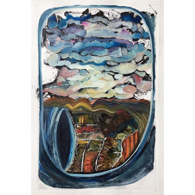 egilbeez's tweet photo. View from the airplane window. #monotype on #canvaspaper with #oilpaint #airplanewindowview #airplanewindow #aerialview #originalartforsale #makemeanoffer #flying 16”x11” https://t.co/pF7nJ3sGUL