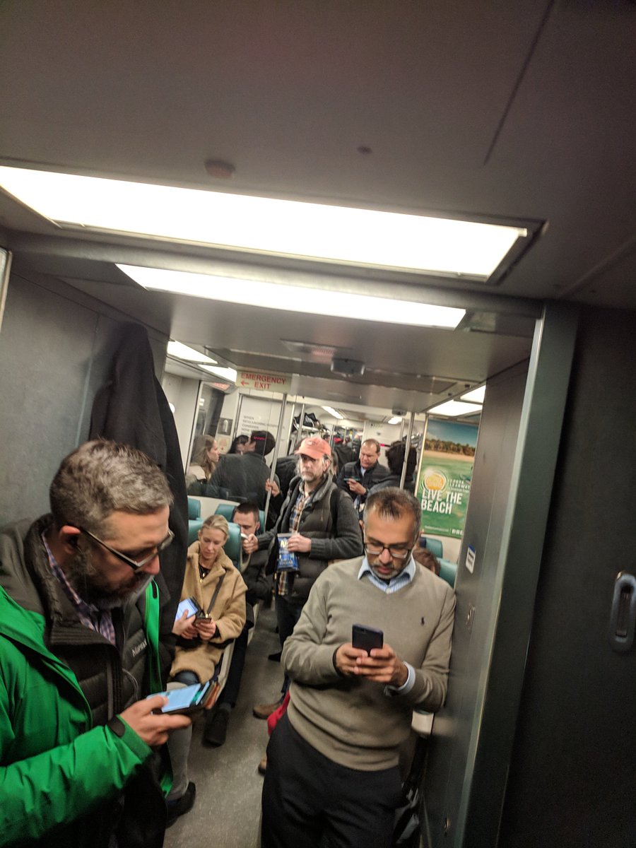standupnfall's tweet photo. @MTA Why don't you try holding a board meeting on the packed train with no space for handicapped riders and noone taking tickets? Hope the catering is good for you. https://t.co/6NAmZgttkx