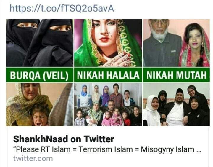 Please RT
Islam = Terrorism
Islam = Misogyny
Islam = Burqa
Islam = Incest
Islam = Halala
Islam = Mutah
Islam = Wife beating
Islam = Polygamy
Islam = FGM
Islam = #TripleTalaq
Islam = Paedophilia
Islam = Sex Slaves
Islam = Population Jihad