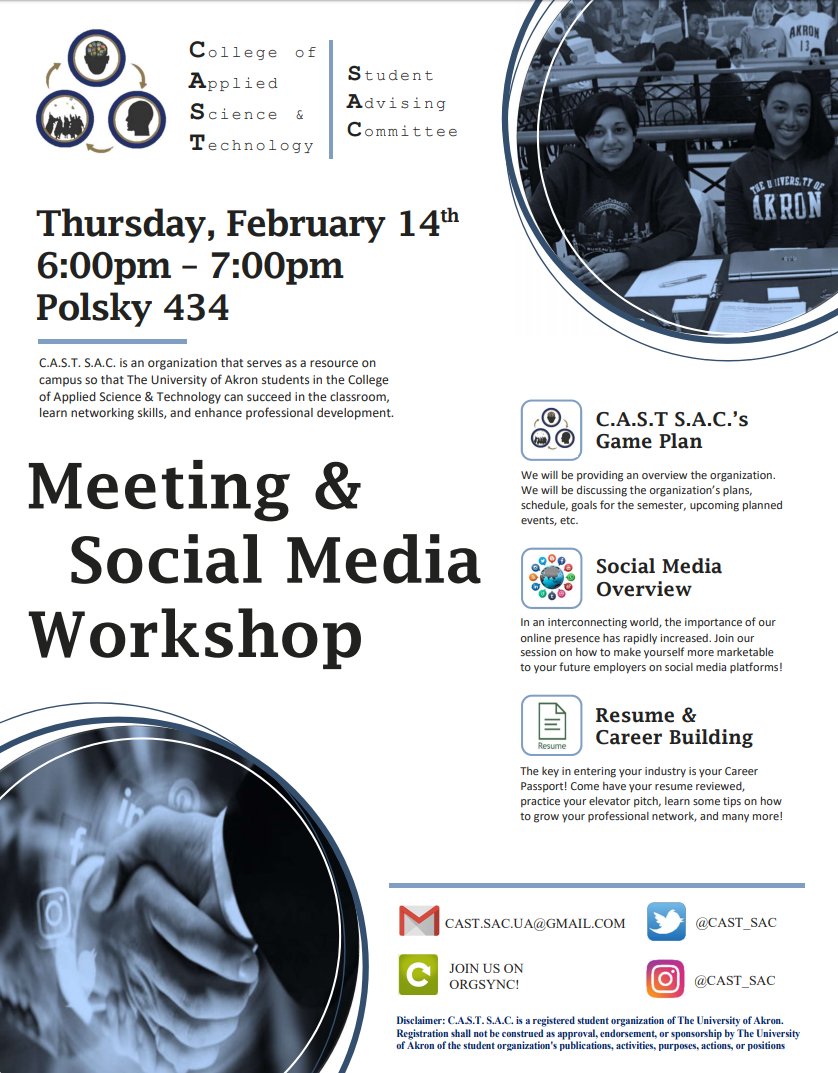 CAST_SAC's tweet photo. Finally rescheduled! Come join us in @CAST_SAC's first meeting for Spring 2019! https://t.co/TqokEQjZtm