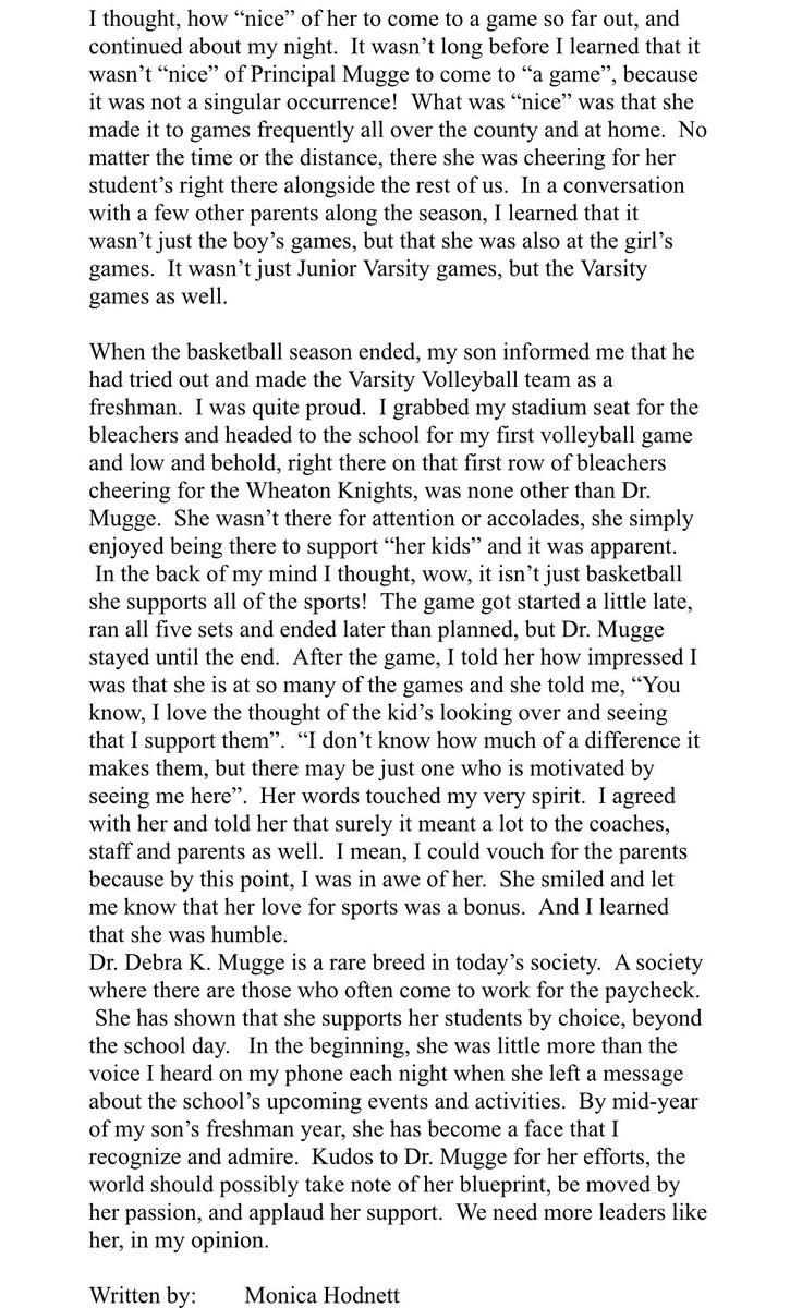 I met a Wheaton parent a few weeks back who was gushing about her son and his experience at Wheaton High School.

She wrote something about Dr. Mugge, the WHS principal, that she asked me to share.

She has also created a website for her son. Check it out!
demarcorush.com