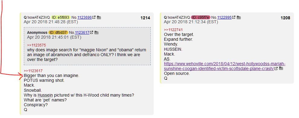 5) "Bigger than you can imagine."What would be so big that domestic law enforcement couldn't be trusted? And so big it required helicopter extractions?I think our boys struck right at "the cult."  #QAnon