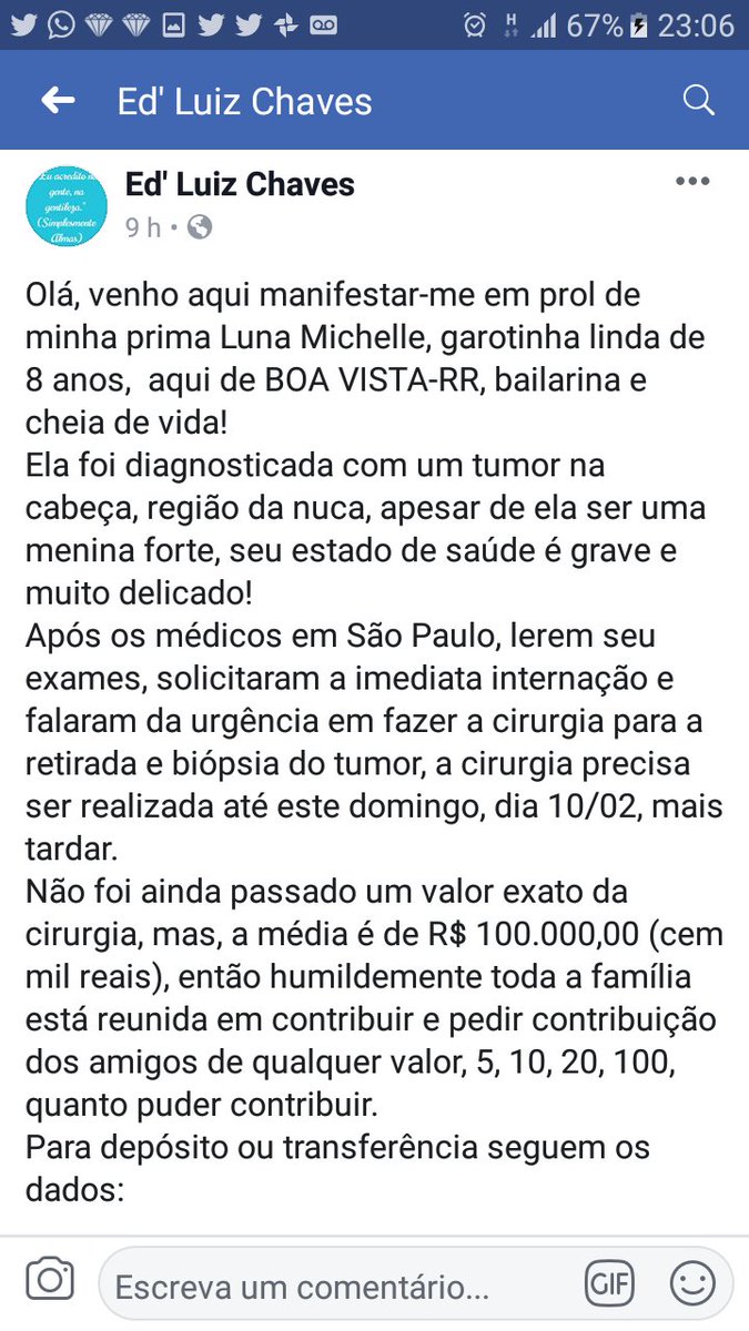 EdeolhonoBBB's tweet image. Gente moro em Boa Vista - Roraima e estou pedindo ajuda/socorro pra esse anjo, dá RT por favor, contribuam, ela precisa mt de ajuda pra fazer essa cirurgia! @whindersson @amorimvivian_ @luisasonza @MariliaMReal @neymarjr @maisasilva @carlinhosmaia ajudem pelo amor de Deus! 🙏🙏