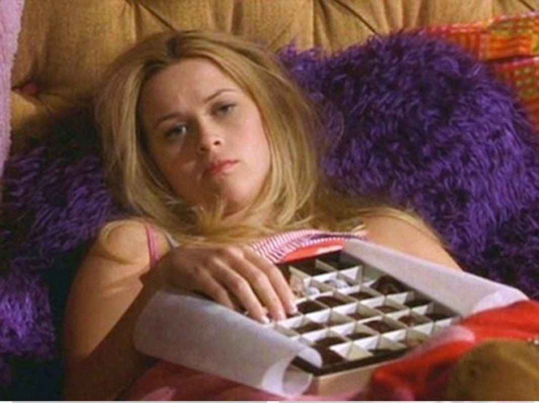 Me, alone on Valentine's Day, eating the box of chocolates my parents gave me.