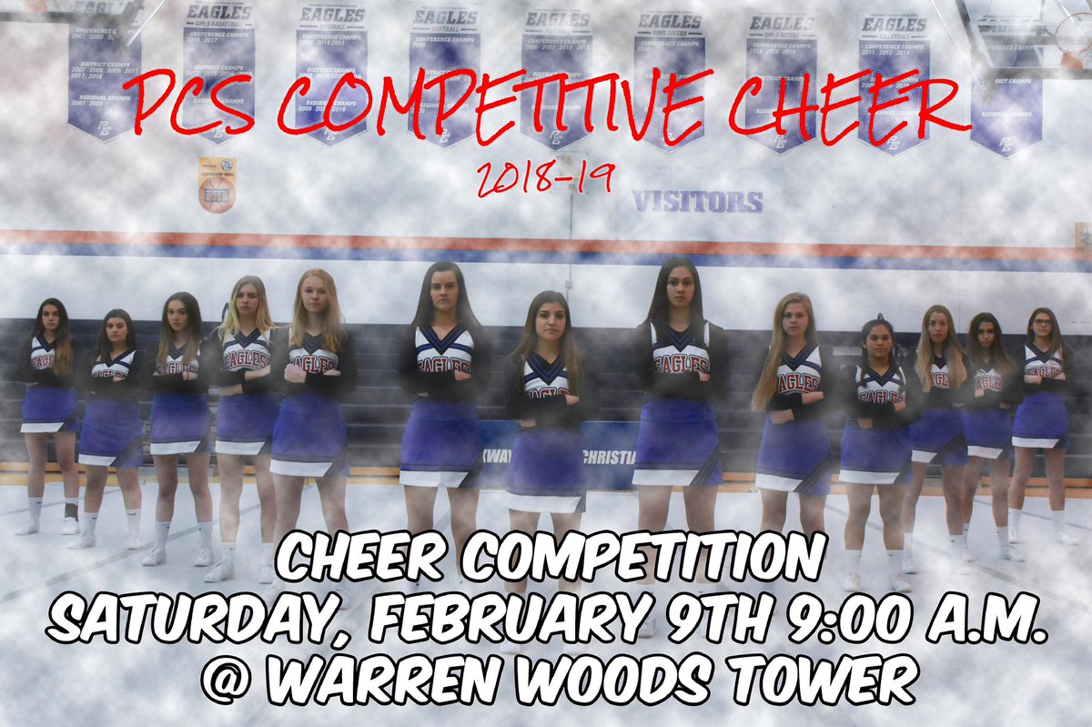 PCSCheer's tweet photo. Come support your Varsity Cheer Team THIS Saturday at Warren Woods Tower!! 9:00 a.m. #doitforthegirlnexttoyou https://t.co/x3asOLQGZQ