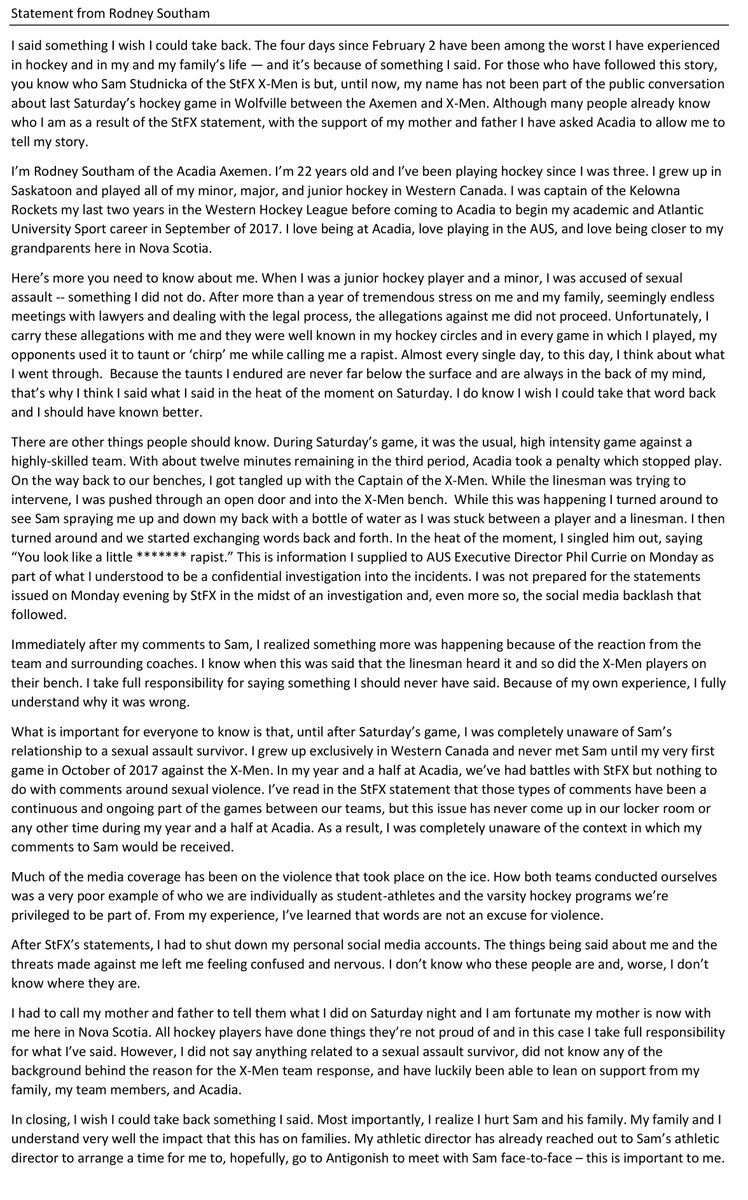 AcadiaAthletics's tweet image. Statement from Rodney Southam
READ MORE - acadiaathletics.ca/general/2018-1…