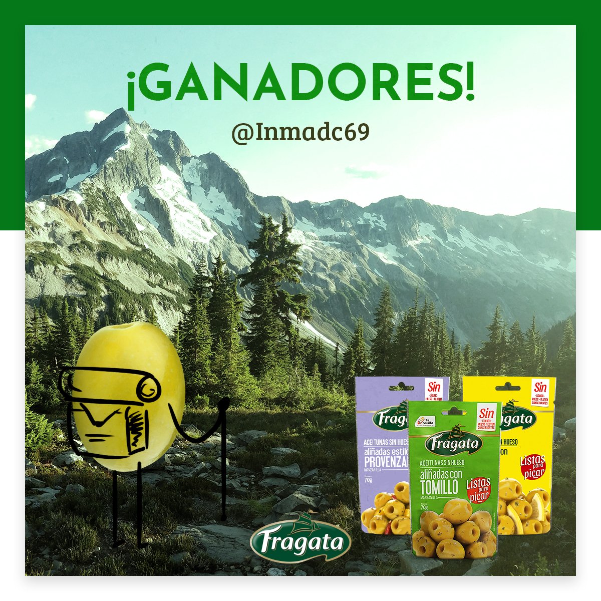 FragataES's tweet photo. Felicidades @Inmadc69 👏
Eres la ganadora de nuestro sorteo. Disfrutarás de 1 lote de productos #Fragata 😋
Ponte en contacto mediante mensaje privado para facilitarnos tus datos y así recibas el premio. 😊
#SnackFragata https://t.co/Ntjlq8AXEu