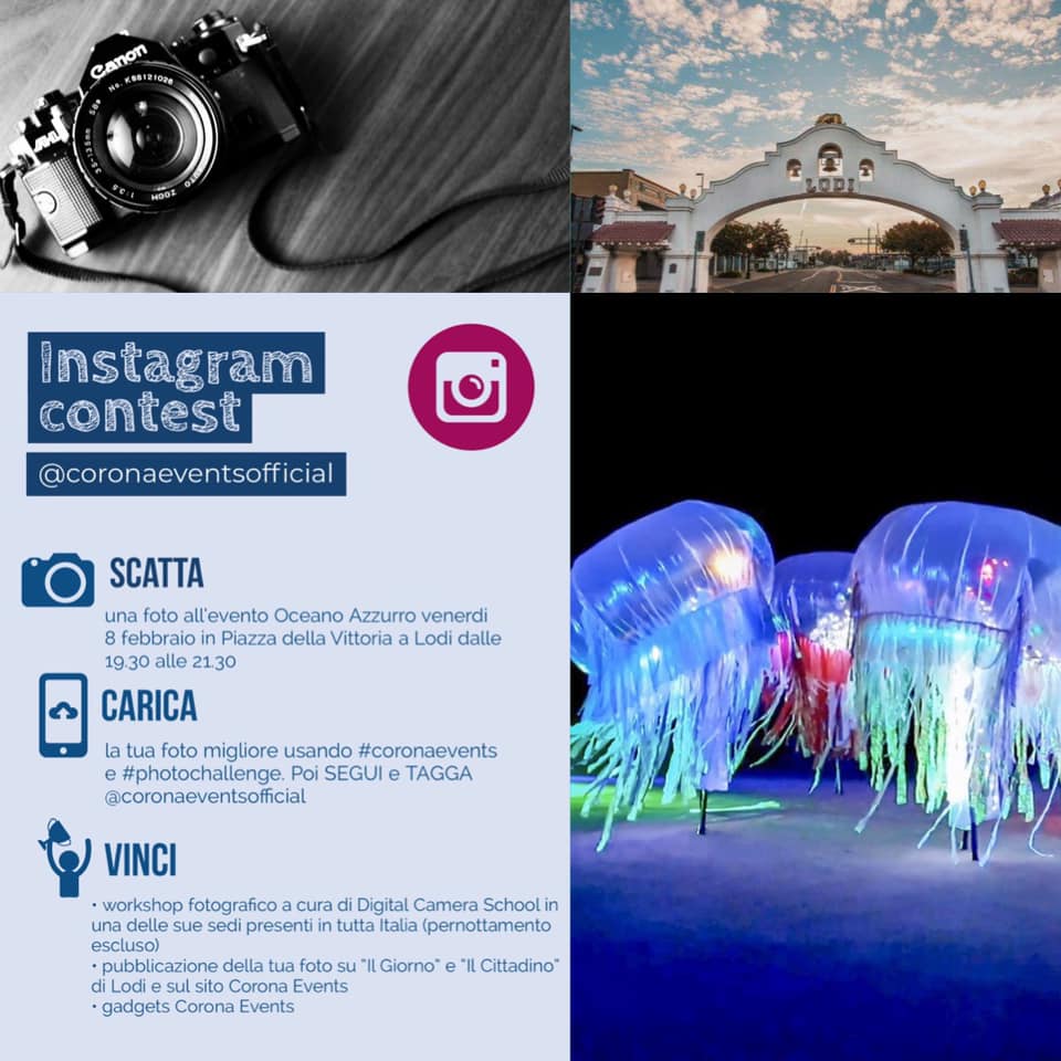 Abbiamo aperto un super #contest fotografico in occasione dell'evento #OceanoAzzurro di #stasera. 
Partecipate al #photochallenge per vincere meravigliosi #premi.

#coronaevents #lodi #vivilodi #cittadilodi #comunedilodi #piazzadellavittoria #event #todayistheday #show #meduse