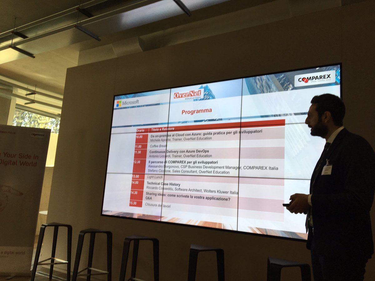 channelcity's tweet photo. #HighwaytoAzure #AlessandroBorgonovo introduce alla giornata ... @comparex_italia accompagna #isv, #softwarehouse, #sviluppatori nel percorso di adozione del #Cloud come strumento di business https://t.co/bifun7jH48