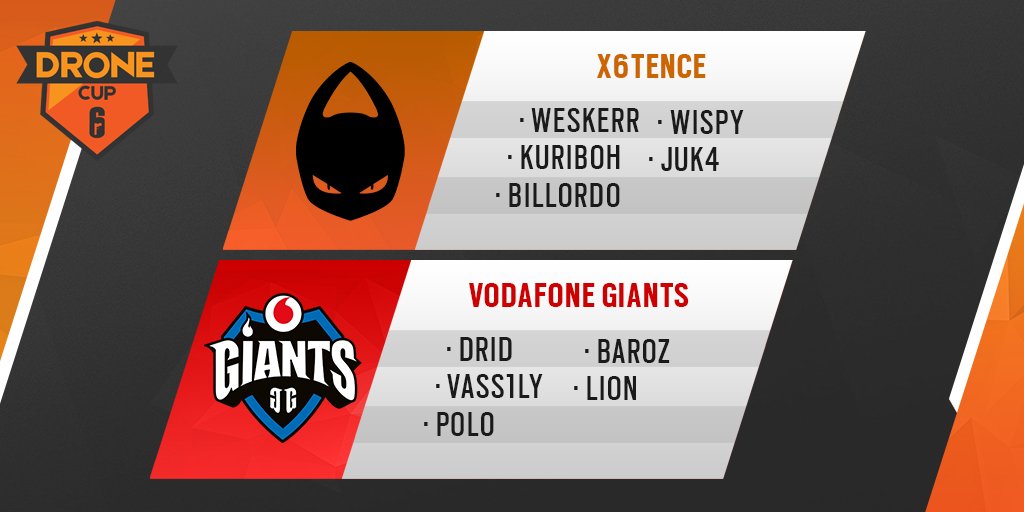 🧐 ¡PARTIDAZO A LAS 17:00! #R6DroneCup 

🛡️ @x6tence_ con <a href="/weskeRRRR/">Jose L.</a> <a href="/WispyR6/">Wispy</a> @kuribohX6 <a href="/BillordoR6/">Gabriel Billordo</a> y <a href="/JuK49/">JuK4</a>

🛡️ @GiantsGaming con @DriDG7 <a href="/vASS1LYY/">vASS1LYY.</a> <a href="/barozj/">AlvaroVG</a> <a href="/LioN_G7/">LioN</a> y @p0Lo_R6

📺 twitch.tv/rainbow6es  
📺 youtube.com/rainbow6es