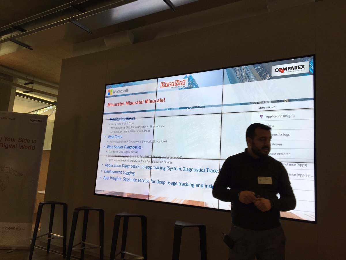 channelcity's tweet photo. #HighwaytoAzure @apomic80 prosegue nella concretezza della nuvola: scalabilità, sviluppo a #microservizi, containerizzazione con #Docker. Con Azure si fa.  Con possibilità di monitorare, misurare e dare valore, aggiungendo #intelligenza alle applicazioni   #isv #softwarehouse https://t.co/GuANCEiy5Y