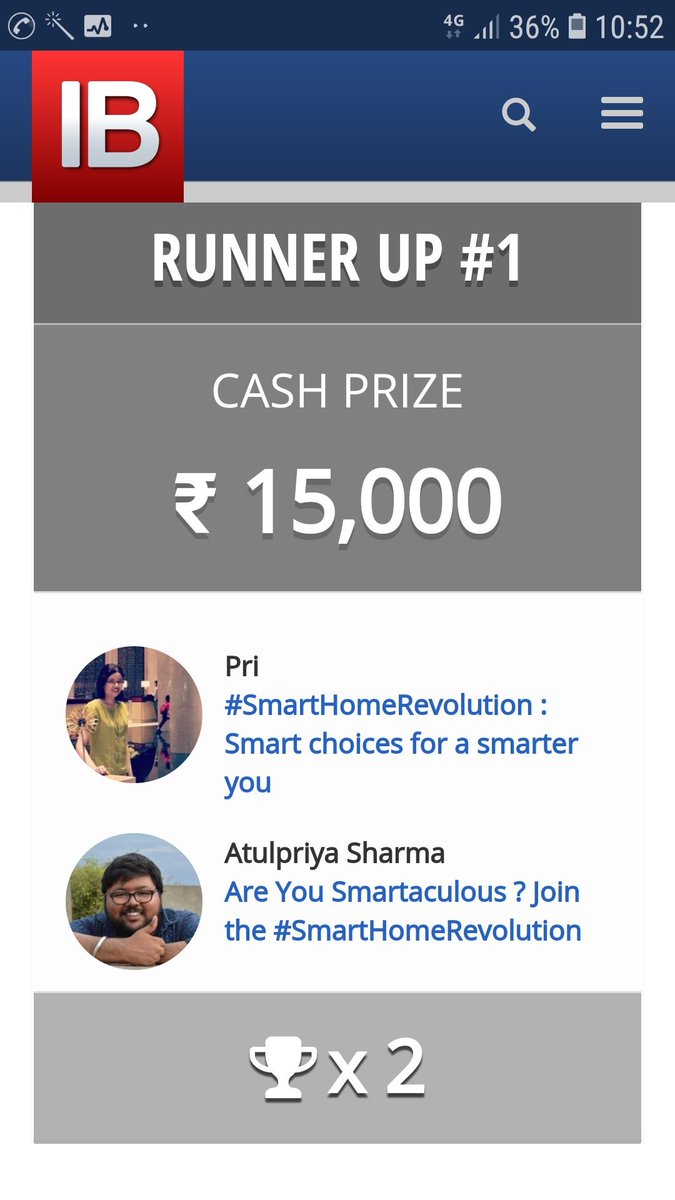 My post on the #SmartHomeRevolution made it to the first runner up position. Thank you, @indiblogger and @Flipkart for making my day! 😊