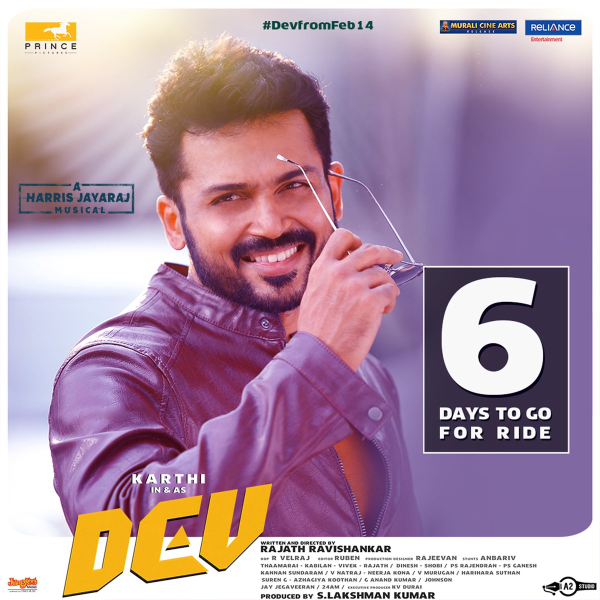 smbmanibharathi's tweet photo. Watch the beautiful love story of Dev in 6 days.. #ValentinesDay treat.. #6DaysToGoForDev ❤️ #Dev #DevFromFeb14
Design @a2studoffl
@Karthi_Offl @Rakulpreet @Jharrisjayaraj @RajathDir @lakku76 @RelianceEnt @LightHouseMMLLP @SunTV @PrincePictures_ @DuraiKv #MuraliCineArts https://t.co/f0XdQKUZlS