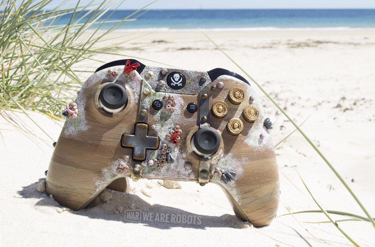 wearerobots_au's tweet photo. So we know you guys like donuts, but how do you feel about pirate booty? One of our more extreme custom controllers we have done. #SeaOfThieves #WARcustoms https://t.co/ve7SY09IZy