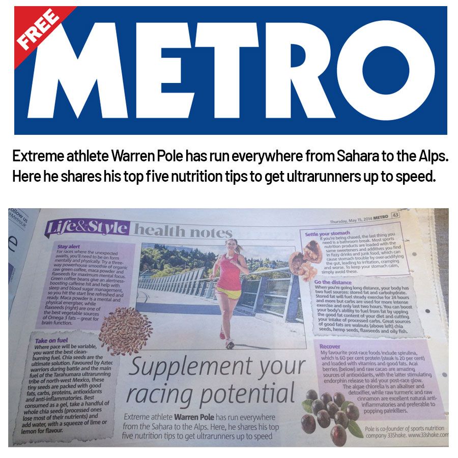 33Fuel's tweet photo. ⭐️⭐️⭐️⭐️⭐️ REVIEW SHARING TIME…What Metro newspaper has to say about 33Shake “Top nutrition to get ultra runners up to speed” #33shake #cycling #stravacycling#runnutrition #trailrun #utmb #marathontraining #ironmantraining #ironmantriathlon #cyclingnutrition #strava https://t.co/hKb9OcNMZl