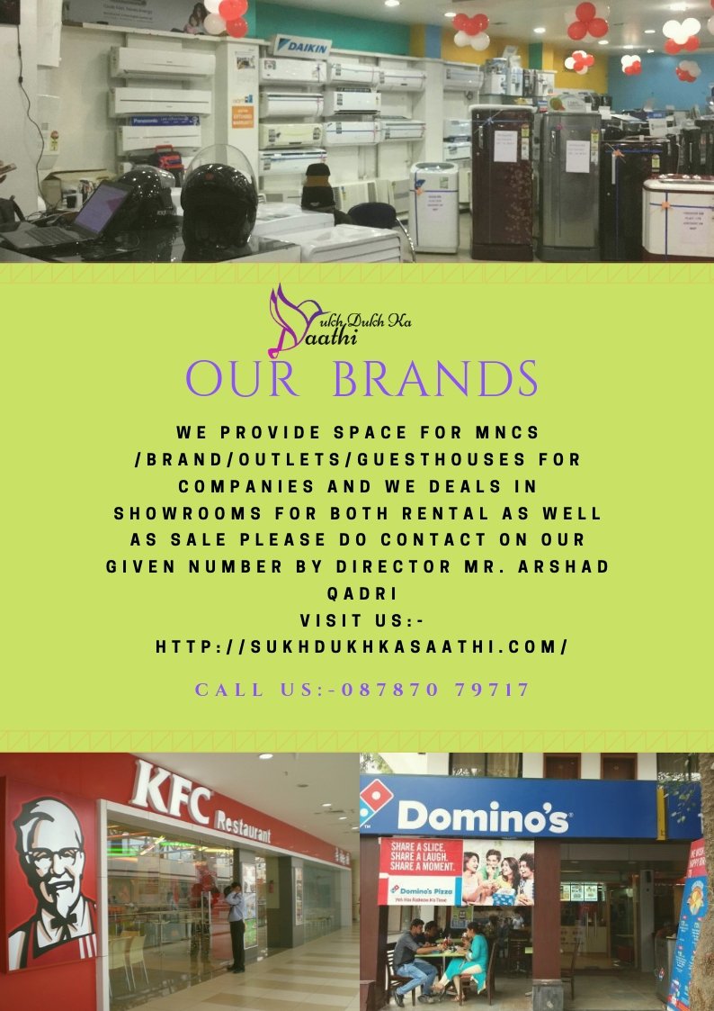 We provide space for #showroom / #brand/ #outlets/ #guesthouses/ #mnc for companies and we deals in showrooms for both rental as well as sale 
Contact Us:-087870 79717
Visit Us:-sukhdukhkasaathi.com