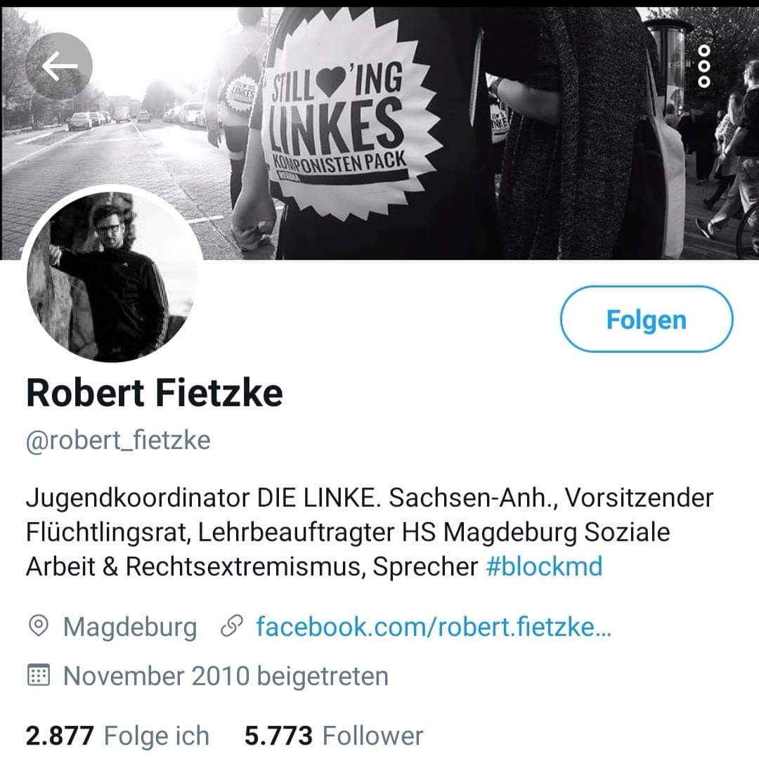 Christi21802507's tweet photo. #FridaysForFuture doch ANTIFA REKRUTIERUNG von Schülern❓❓❓

Erneuter Aufruf zum Schulstreik von Robert Fietzke (DIE LINKE) #Magdeburg 

❗Antifa e. V. und FCKAFD wurden vor kurzem entfernt von seinem Twitter account, auf FB steht es noch (siehe Screenshot) ❗#fridayforfuture https://t.co/oAyrIhIZ5X