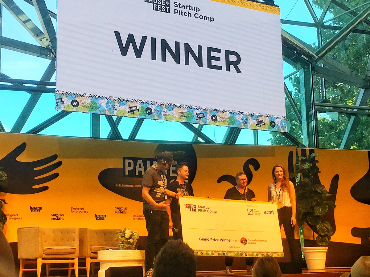 TheDetailAust's tweet photo. Congratulations to @PauseFest Start Up winner Audio Play, with a children’s play technology. #Pausefest #pause2019 #startup https://t.co/VEAVzypYSp