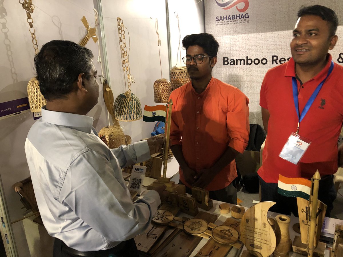 vikaskharage's tweet photo. The stall of Bamboo Research &amp; Training Centre (#BRTC)  under forest Dept is visited by many people at #KalaGhoda Art Festival, #Mumbai. The work of #Bamboo artists is well appreciated. Congratulations to BRTC for their good work. 
@BRTC_Chandrapur #mahaforest https://t.co/y7MNTtKqVm