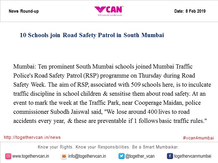 RT @Together_VCAN: 10 Schools join #RoadSafety Patrol in #SouthMumbai

Click here to read more:
togethervcan.in/news/10-school…

#vcan4mumbai  #MySafetyMyLife @RoadsOfMumbai  @mumbaitraffic @smart_mumbaikar