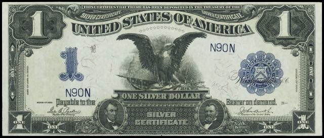 Here is an Uncirculated 1899 $1 Silver Certificate! This note is known to many as the ‘Black Eagle’. Notice both President Lincoln and Grants’ portrait, they are facing inboard towards the direction of the American Bald Eagle. Beautiful Design! #SilverCertificate #Numismatic