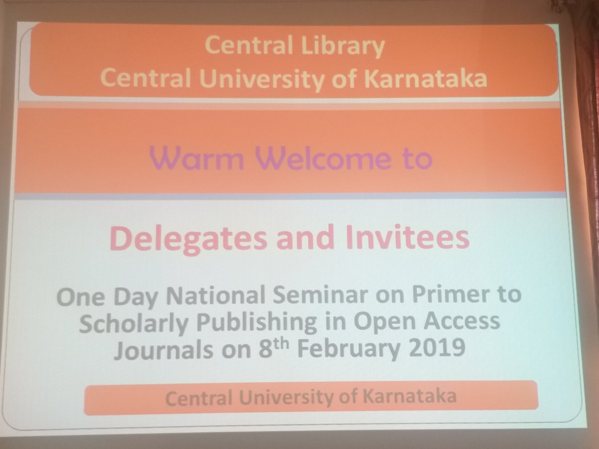 vrushalisainath's tweet photo. Kickstart of National Seminar on " Primer to scholarly publishing in open access journals" at Central University Karntaka in asociation with DOAJ #doaj #doajplus #karnatakauniversity https://t.co/ankIy7Fg7v