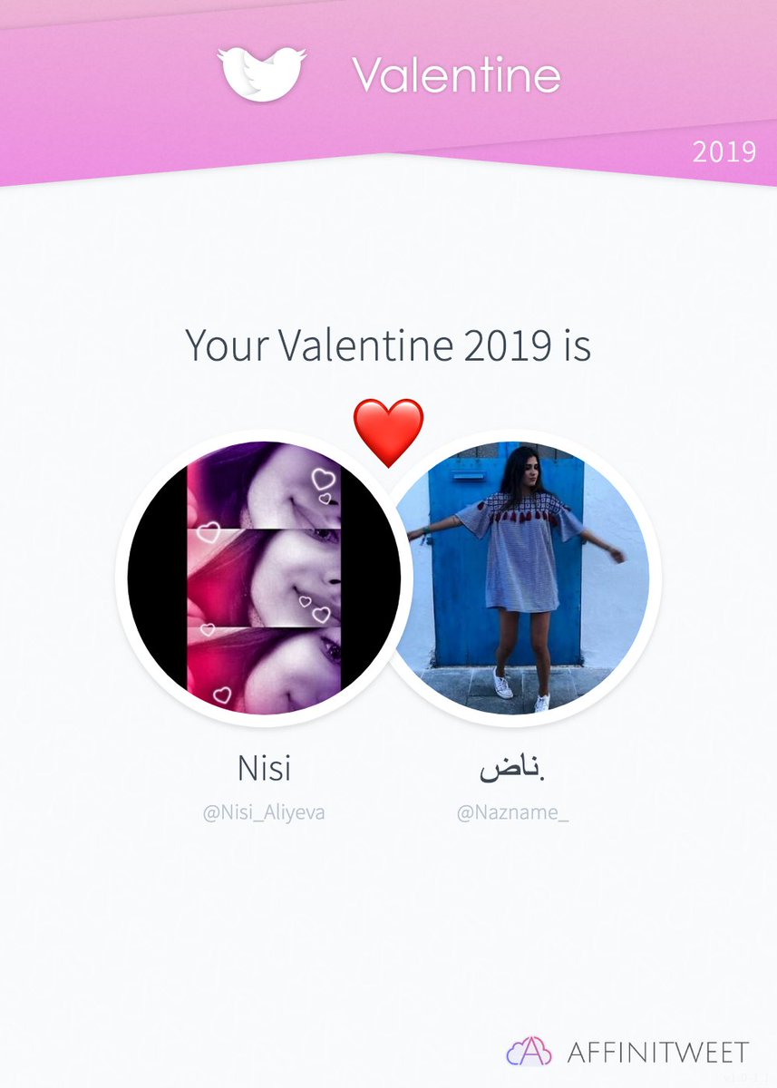 #Affinitweet Valentine
This year you're mine Nazname_! ❤️
And you, whom will be yours?
via affinitweet.com/valentine