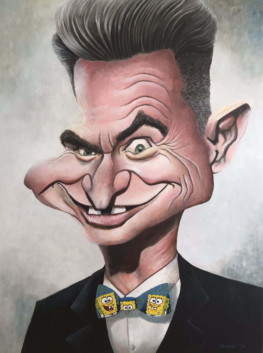 JamesBrennanArt's tweet photo. Here is my second entry for this year’s Bald Archy Prize titled “Hughesy, We Have A Problem!” Love his Spongebob-esque smile! @DHughesy @Channel10AU @SpongeBob @hughesywhap #hughesyandkate #hughesy #hughesywehaveaproblem #davehughes #baldarchy #caricature #art https://t.co/4uqpnNnhKx