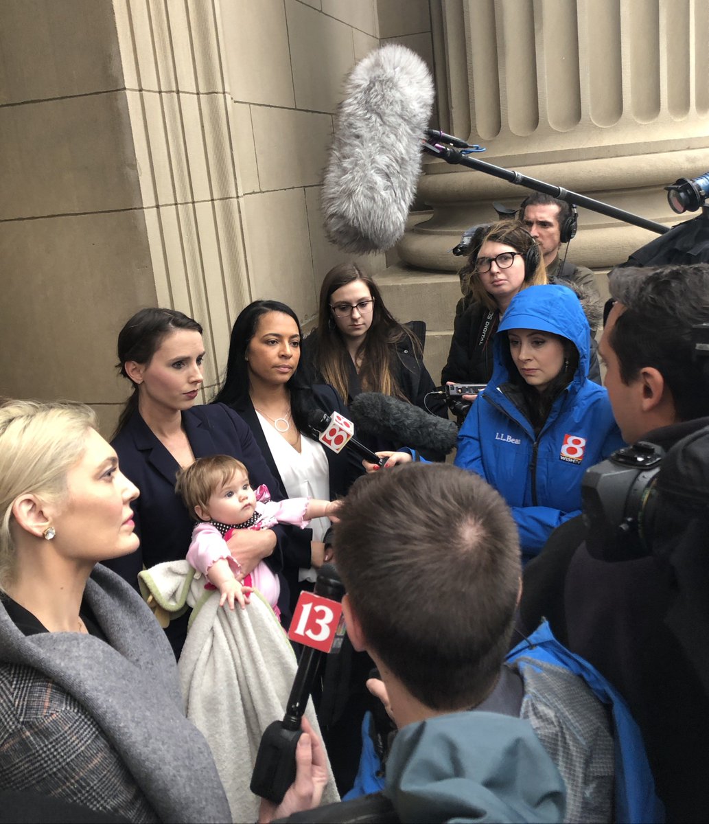 PSB attorney @jessecreed & co-counsel Michelle Tuegel support their client, #USA Olympic Bronze Medal #Gymnast @TashaSchwikert, as she & two fellow Larry Nassar #sexualabuse #survivors bravely question USA Gymnastics CFO Scott Shollenbarger in court. #StrengthByYourSide #psblaw