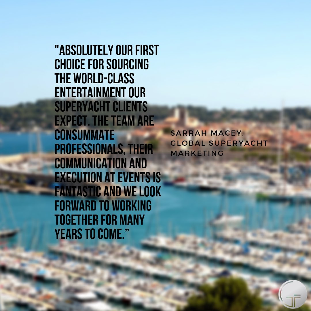 GFEltd's tweet photo. Great to hear such positive feedback from Sarrah who worked with us on entertainment for her superyacht clients!
.
.
#highendentertainment #luxuryentertainment #vipexperience #vipentertainment #superyacht #moneycanbuyexperience https://t.co/F23OnHQVgG