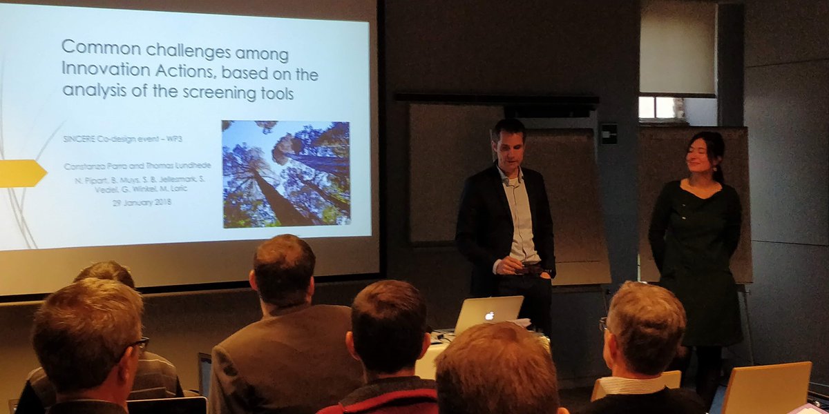 KU_IFRO's tweet image. Common challenges among Innovation Actions, based on the analysis of the screening tools - @lundhede presents IFRO's contribution to the @SincereForests projects at a Co-Design event in Leuven #SincereForests #SmartPeopleinDimmedLighting #Forestry #Innovation #Ecosystems