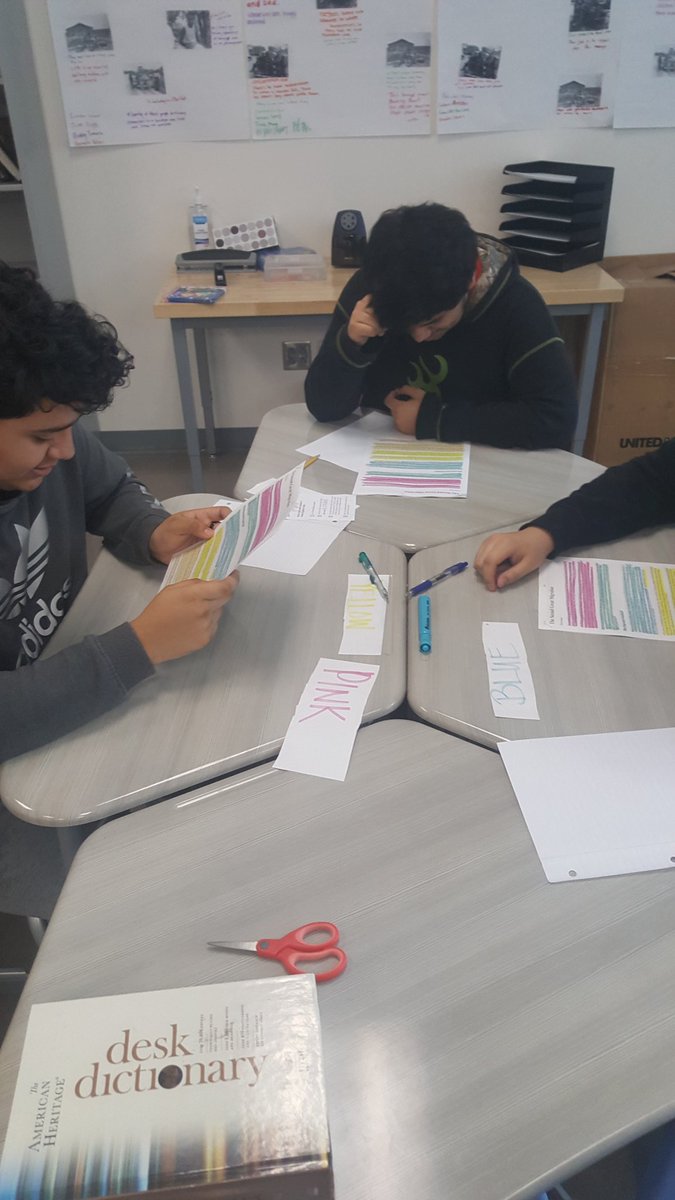 RyalsGonzalez's tweet photo. Thursday they learned what the pictures from Tuesday represented from our #preparethelearner excercise! #groupreading #readingbycolor #readaloud #6thperiod #debate https://t.co/ec1wszr9Fp